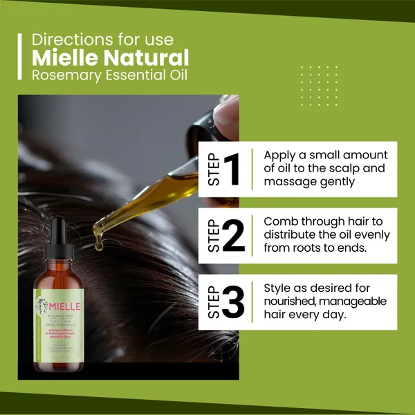 Bounty Bliss Mielle Natural Rosemary Mint Scalp & Hair Strengthening Oil – Nourishing, Revitalizing Hair Treatment for Growth & Scalp Health 59 ML — photo 4
