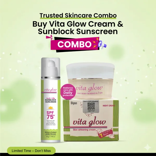 Bounty Bliss Vita Glow Glutathione Skin Brightening Cream with FREE Sunblock Lotion SPF 75 | Hydration, Even Tone & Daily UV Protection — photo 1