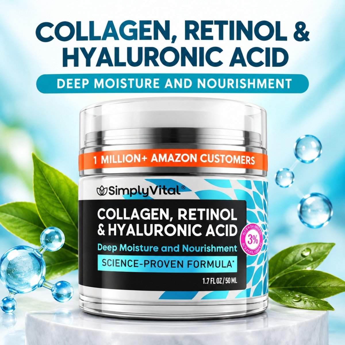 Anti-Aging Face Moisturizer with Retinol, Collagen & Hyaluronic Acid Moisturizer Face Cream for Women & Men - Firming & Hydrating Neck Cream - Day & Night Skin Care - 1.7 fl oz — photo 1