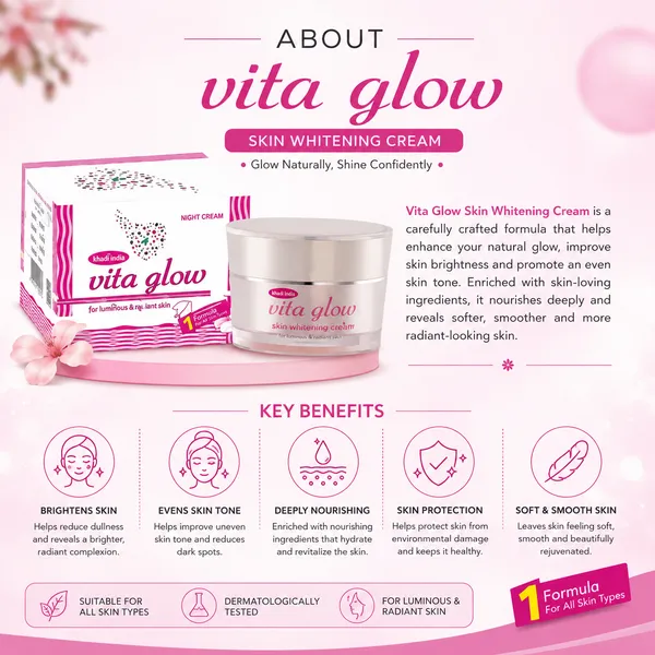 Bounty Bliss Pinkish Vita Glow Skin Whitening Cream 30g, Skin Glow Enhancing Moisturizer, Reduces Pigmentation and Dark Spots, for Women and Men, All Skin Types — photo 3