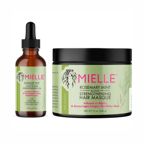 Bounty Bliss Mielle Bundle Rosemary Mint Scalp & Hair Strengthening Oil 59 ML & Rosemary Mint Strengthening Hair Masque 340 Gram — photo 1