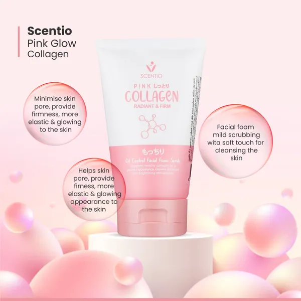 Bounty Bliss SCENTIO Pink COLLAGEN 100ML  for OIL CONTROL & Acne Face wash that contains Soft scrubs that removes the oil from your skin. Organic, SLS & Paraben Free. — photo 3