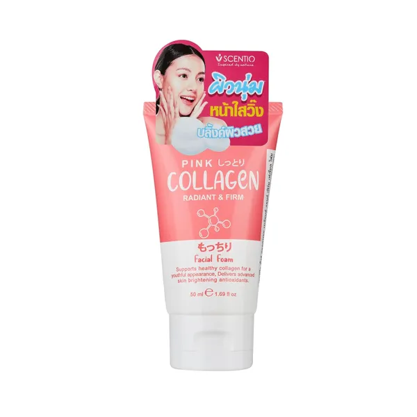 Bounty Bliss SCENTIO Pink COLLAGEN (MADE IN THAILAND) Face wash has Hyaluronic that Anti wrinkle, firm skin & glow skin. Organic, SLS & Paraben free 50ML — photo 1
