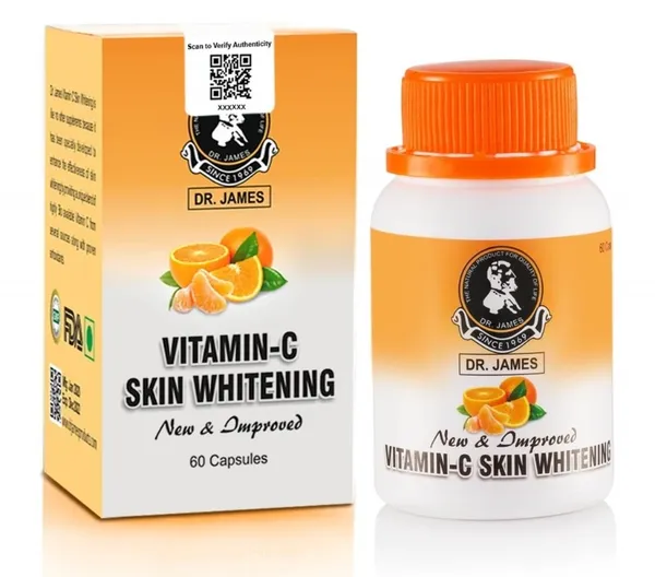 Bounty Bliss Dr. James Vitamin C Skin Whitening Capsules | Glutathione Support for Brightening & Radiant Skin | Reduces Dark Spots & Pigmentation | Antioxidant Supplement for Healthy Glow | 60 Capsule — photo 1