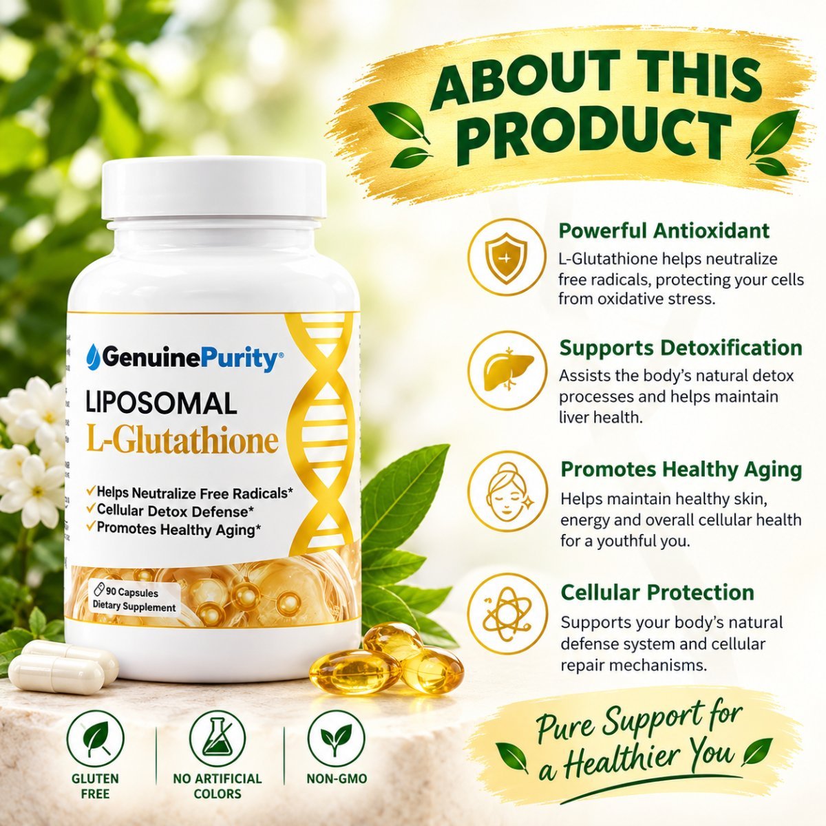 Genuine Purity Liposomal L-Glutathione 90 capsules — photo 3