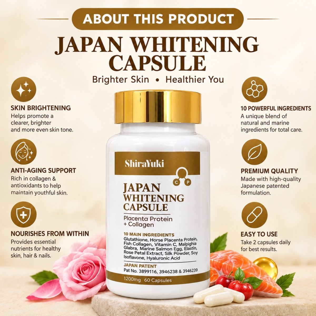 JAPAN Shirayuki Skin Whitening 60 Capsules — photo 2
