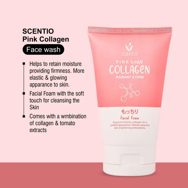 Bounty Bliss SCENTIO Pink COLLAGEN  Face wash has Hyaluronic that Anti wrinkle, firm skin & glow skin. Organic, SLS & Paraben free 100ML — photo 4