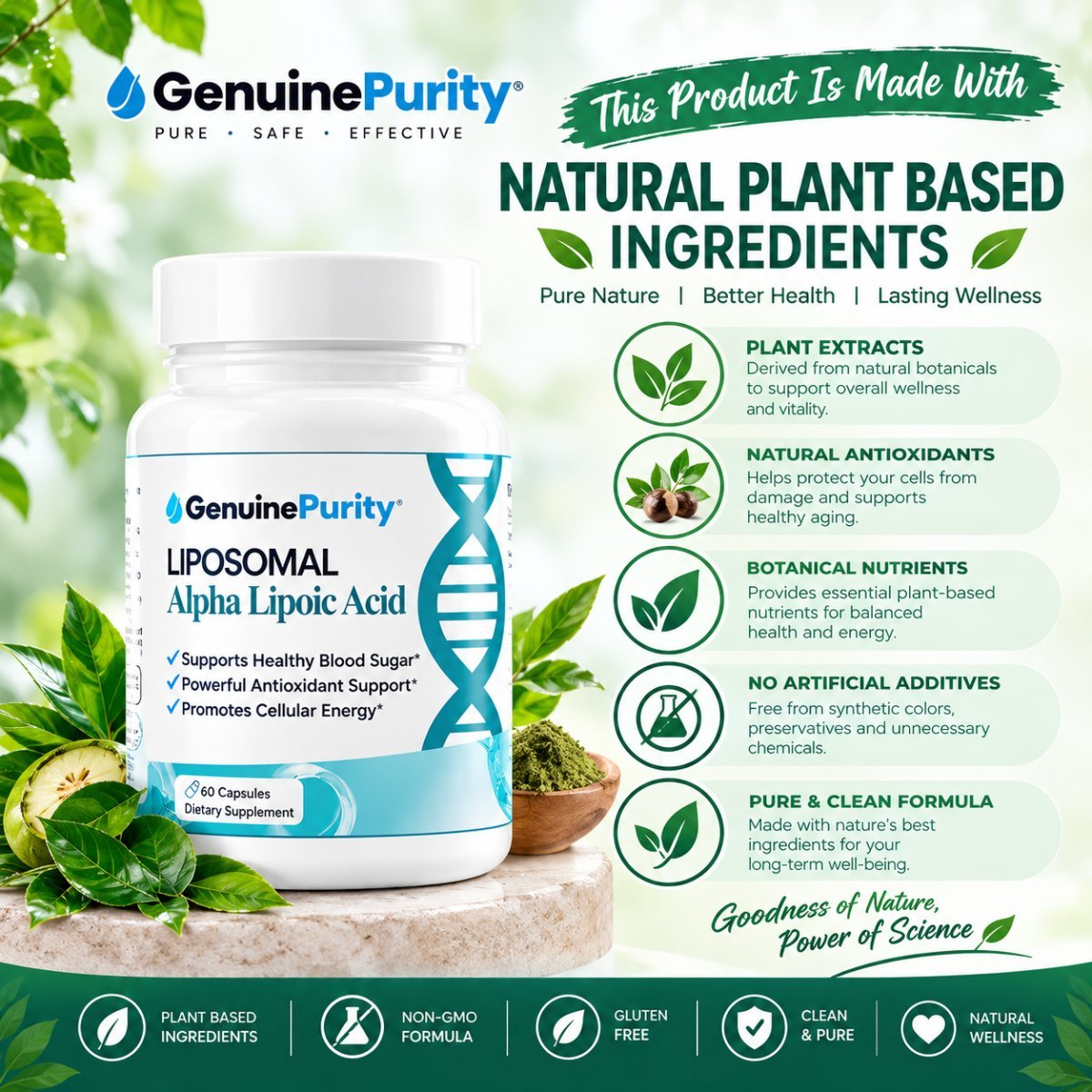 Genuine Purity  Liposomal ALA Alpha Lipoic Acid 60 capsules — photo 2