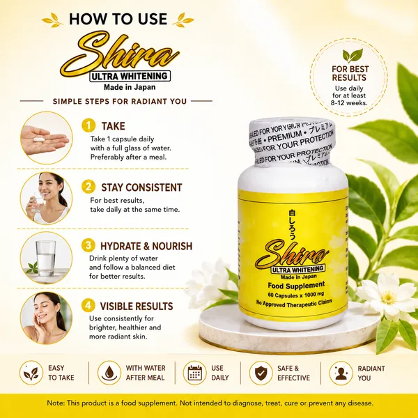 Bounty Bliss Shiro Ultra Brightening Glutathione Caps | Advanced Skin Brightening & Anti-Oxidant Formula | Supports Even Skin Tone & Radiant Glow | Daily Skin Care Supplement — photo 3