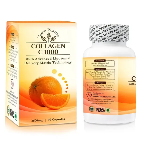 Bounty Bliss Vesco Pharma Collagen C 1000 Capsules | Collagen Peptides with Vitamin C for Skin, Hair & Joint Support | Anti-Aging & Skin Glow Supplement | 90 Capsules — photo 3