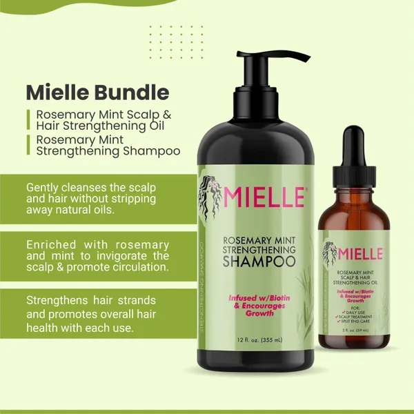 Bounty Bliss Mielle Bundle Rosemary Mint Scalp & Hair Strengthening Oil 59 ML & Rosemary Mint Strengthening Shampoo 355 ML — photo 3