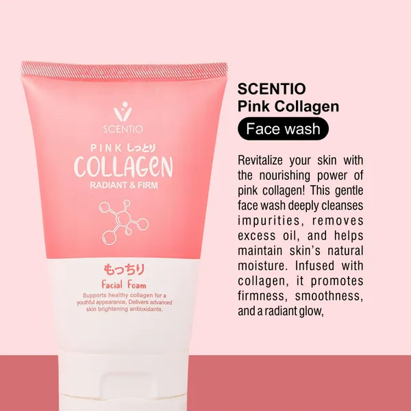 Bounty Bliss SCENTIO Pink COLLAGEN  Face wash has Hyaluronic that Anti wrinkle, firm skin & glow skin. Organic, SLS & Paraben free 100ML — photo 3