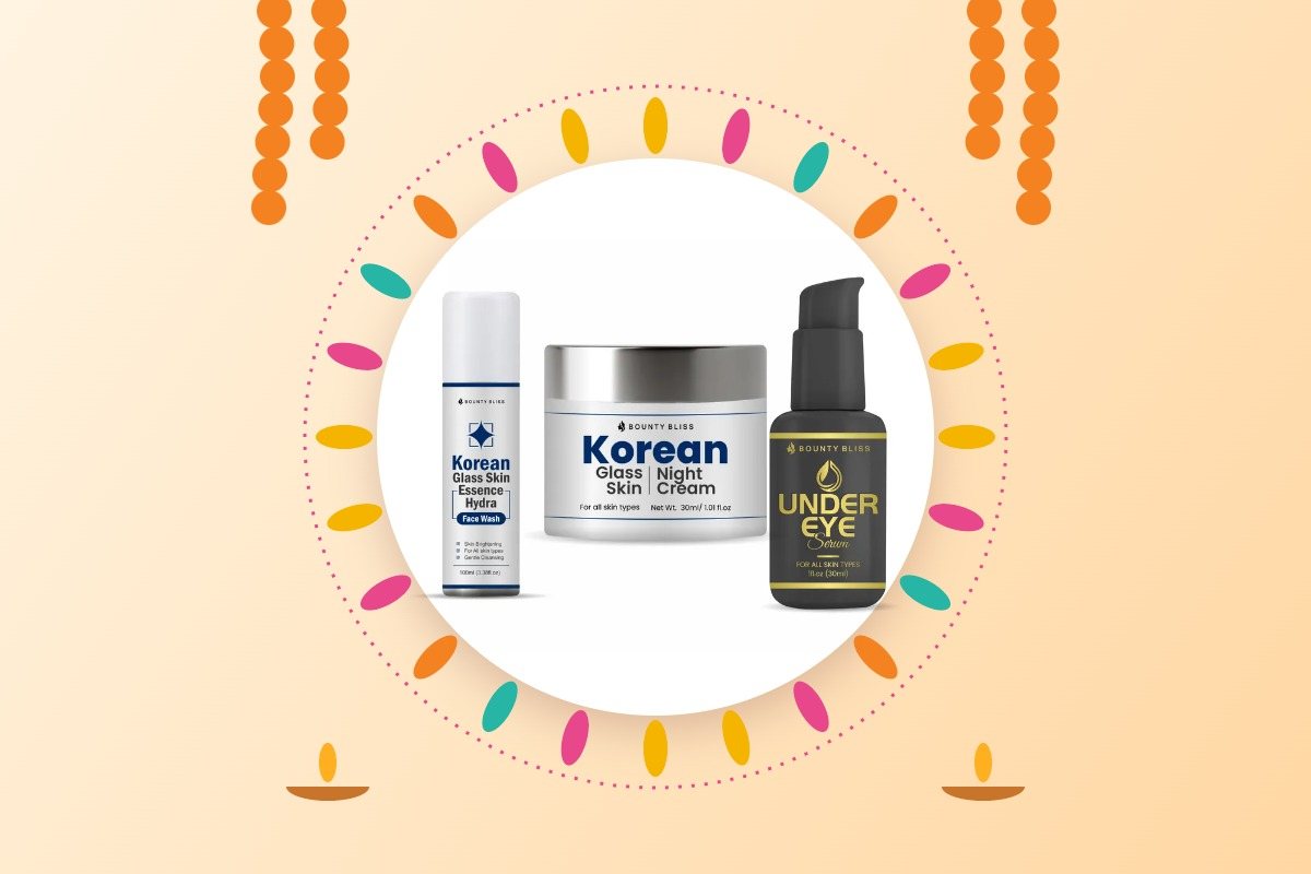 Diwali celebration with Bounty Bliss Korean Glass Skin Night Cream, Under Eye Serum and sunscreen
